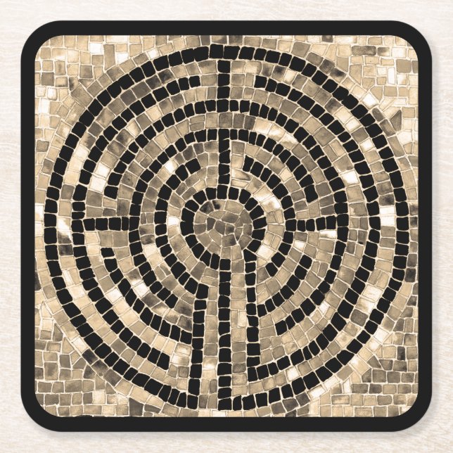 LABYRINTH V Square Paper Untersetzer - Black (Vorderseite)