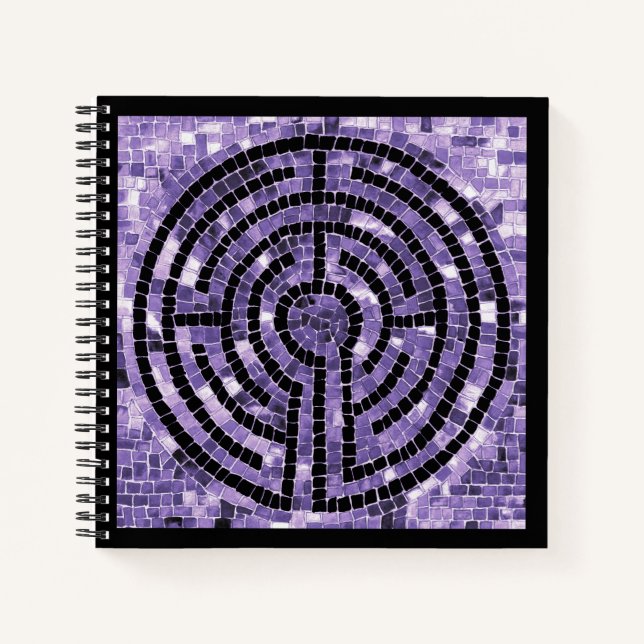 LABYRINTH VI 8.5x8.5 SpiralNotebook - Schwarz Notizbuch (Vorderseite)