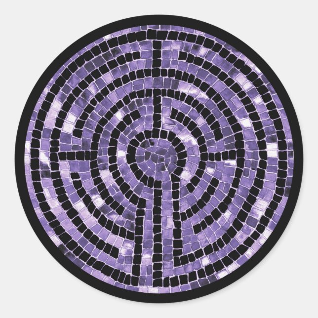 LABYRINTH VI Large Round Stickers - Black (Vorderseite)