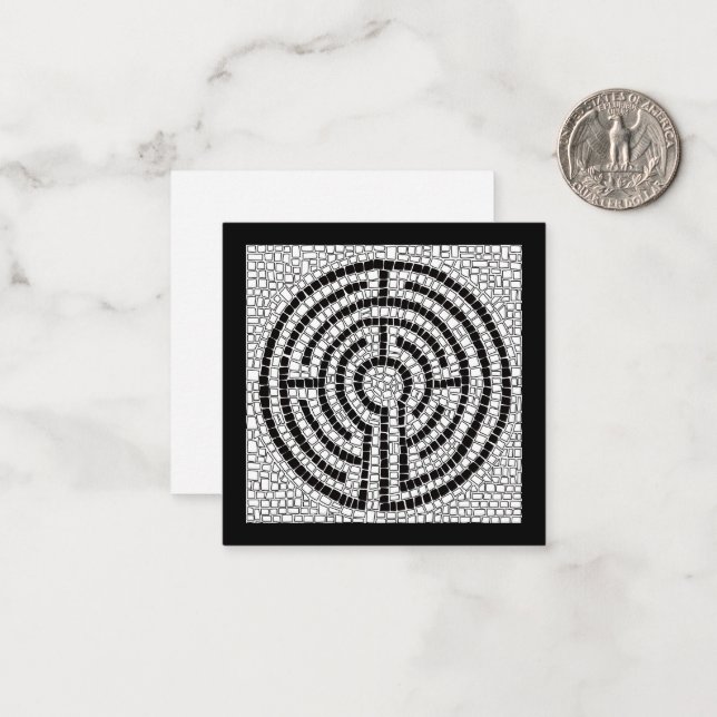 LABYRINTH VII 2,5" Square Flat Card/Black Mitteilungskarte (Vorderseite/Rückseite Beispiel)