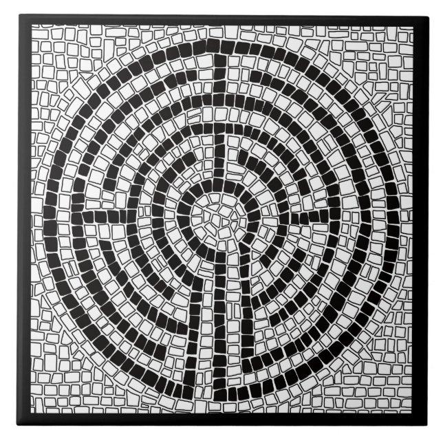 LABYRINTH VII 6x6 Keramik Tile - Schwarz Fliese (Vorderseite)