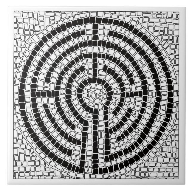LABYRINTH VII 6x6 Keramik Tile - Weiß Fliese (Vorderseite)