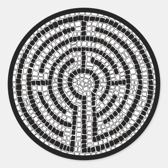 LABYRINTH VII Large Round Stickers - Black (Vorderseite)