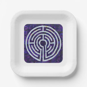 LABYRINTH VIII 7" Quadratische Papierplatten - Wei Pappteller