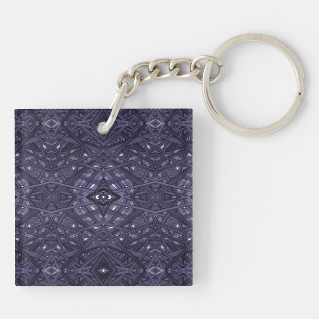 Labyrinth violette abstrakte Alkoholtinte-Kunst Schlüsselanhänger (Rückseite)