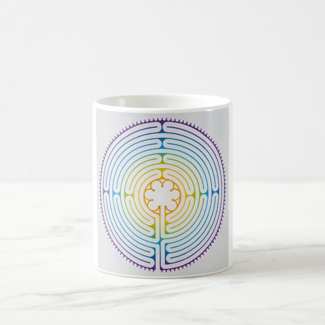 Labyrinth von Chartres Illustration - Rainbow Colo Kaffeetasse (Mittel)