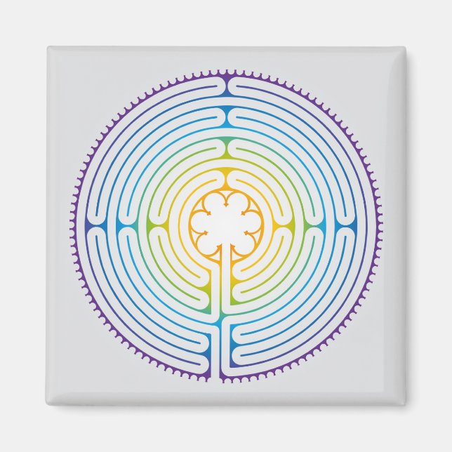 Labyrinth von Chartres Illustration - Rainbow Colo Magnet (Vorne)