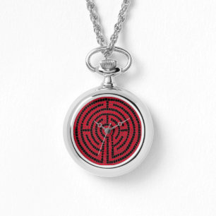 LABYRINTH X Silber-Halskettenuhr Armbanduhr