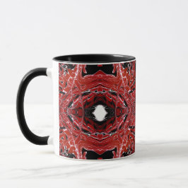 Labyrinthine Abstract Red Black White Fluid Art Tasse