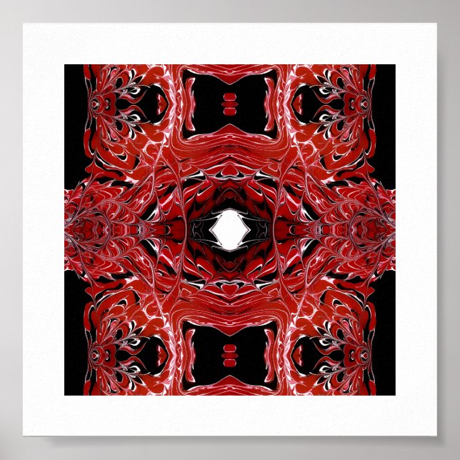 Labyrinthine Red Abstract Acrylic Fluid Art Poster (Vorne)