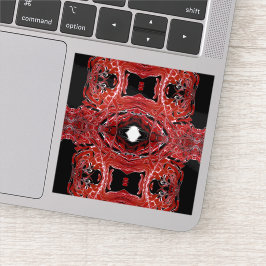 Labyrinthische abstrakte rot-schwarz-weiße Fluid A Aufkleber