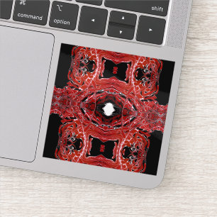 Labyrinthische abstrakte rot-schwarz-weiße Fluid A Aufkleber