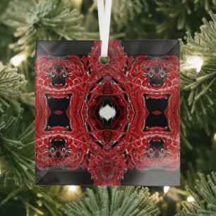 Labyrinthische rote abstrakte Acryl-Flüssigkeitsku Ornament Aus Glas
