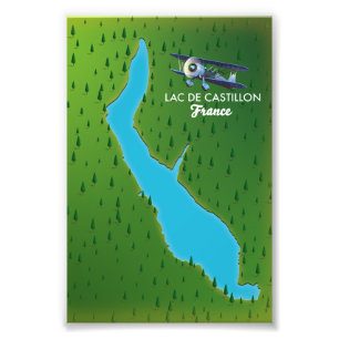 Lac de Castillon Frankreich Karte Fotodruck