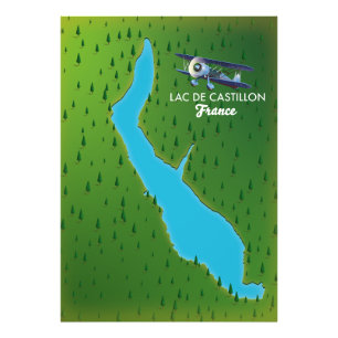 Lac de Castillon Frankreich Karte Fotodruck