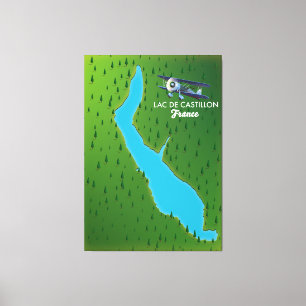 Lac de Castillon Frankreich Karte Leinwanddruck