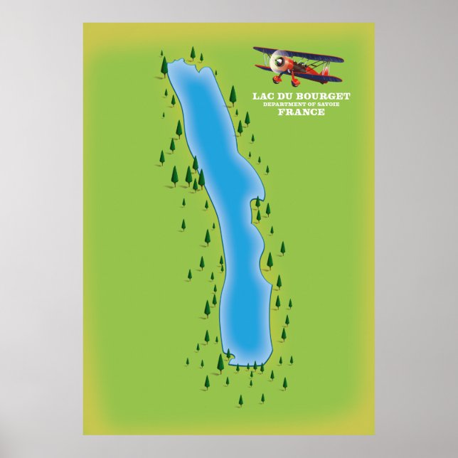 Lac du Bourget, france, Karte. Poster (Vorne)