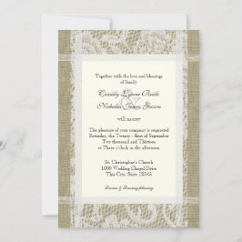 Lace and Burlap Country Romance 7x5 Hochzeit Einladung