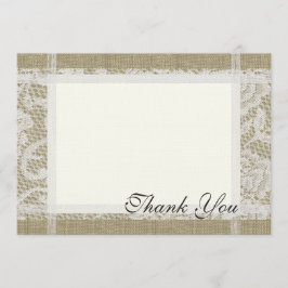 Lace and Burlap Country Romance 7x5 Mitteilungskarte