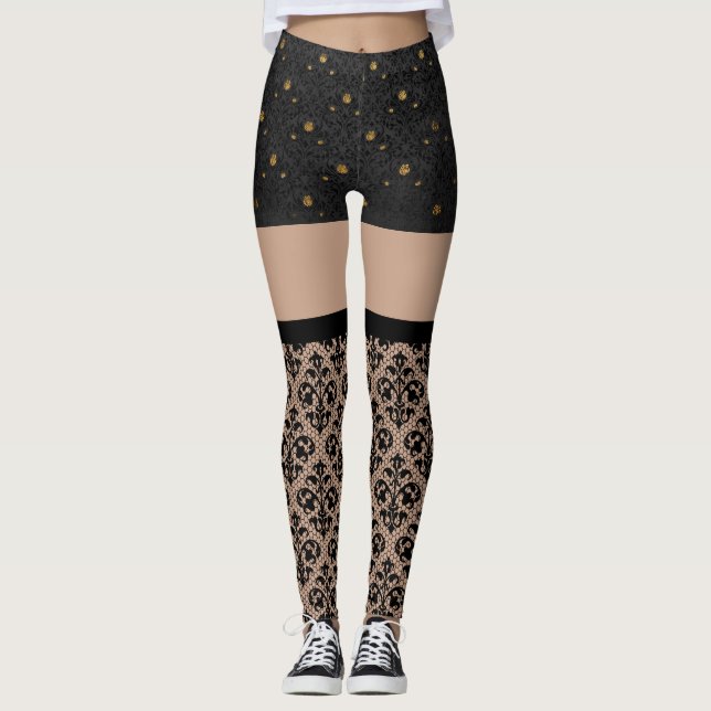 Lace Black and Gold sexy Leggings (Vorderseite)
