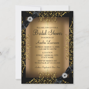 Lace & Bow Goldene Hochzeitseinladung Einladung