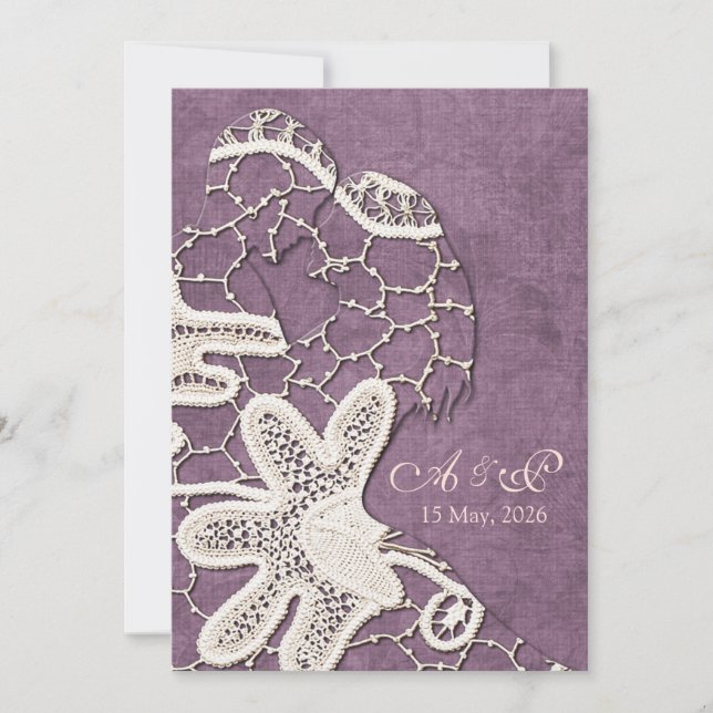 Lace Bride&Groom Wedite Einladung (Vorderseite)