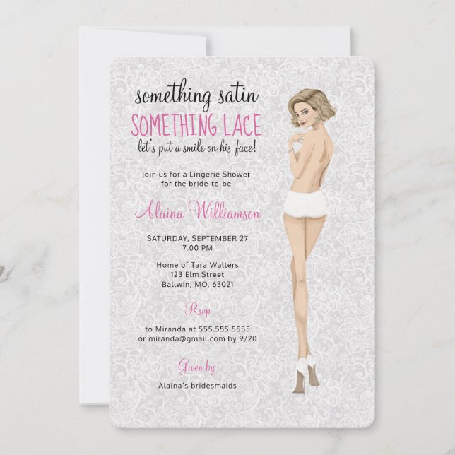 Lace Bride in Panties Lingerie Dusche Einladung (Vorderseite)