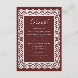 Lace Burgundy Wedding Details Enclosure Card Begleitkarte