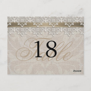 Lace & Burlap Chic Tischnummer PostCard