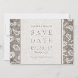Lace burlap rustic Country Hochzeit Save the Date