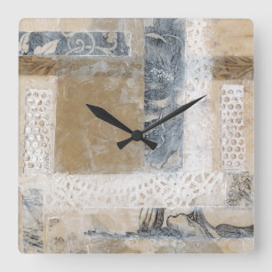 Lace Collage II Quadratische Wanduhr
