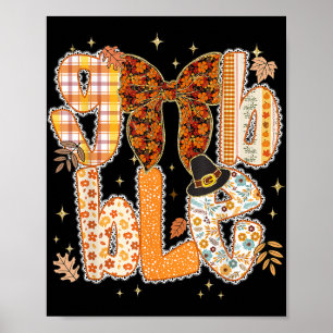 Lace Coquette Erntedank Gobble Preppy Turkey Fa Poster