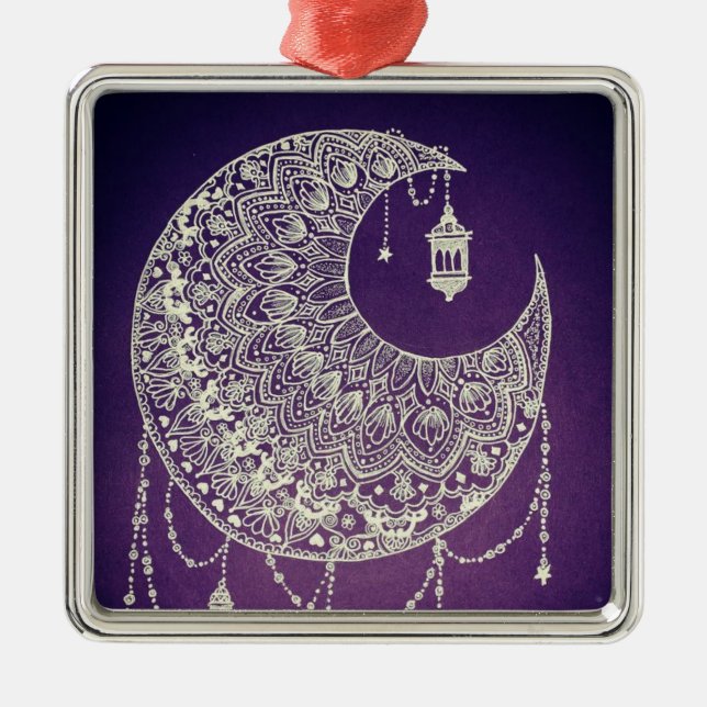 Lace Crescent Moon Ornament Aus Metall (Vorne)