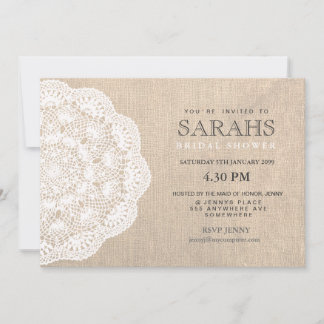 Lace Doily & Burlap Brautparty Party Einladung