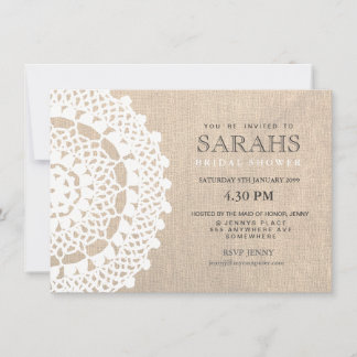 Lace Doily & Burlap Brautparty Party laden Einladung