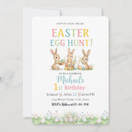 Lace Easter Egg Hunt Boy First Birthday Invitation Einladung