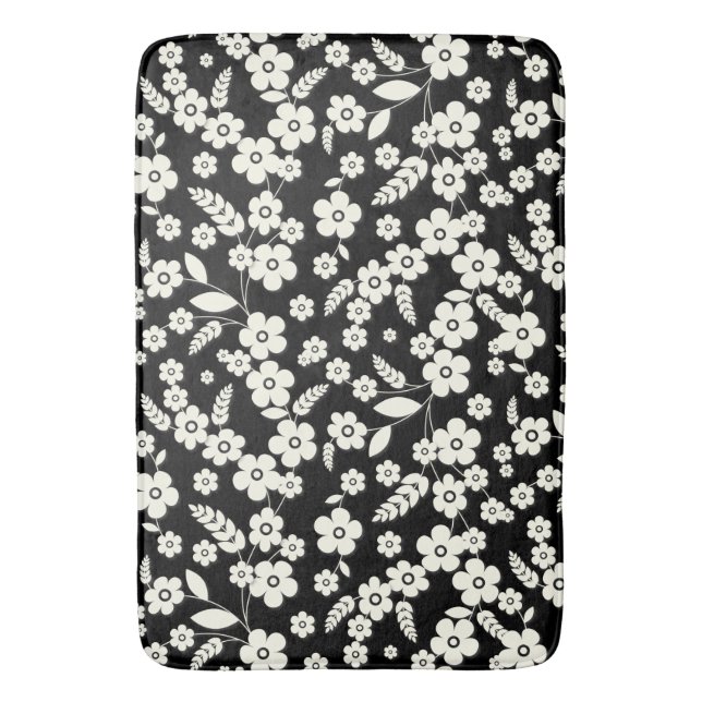 Lace Flowers on Black Badematte (Vorderseite Vertikal)
