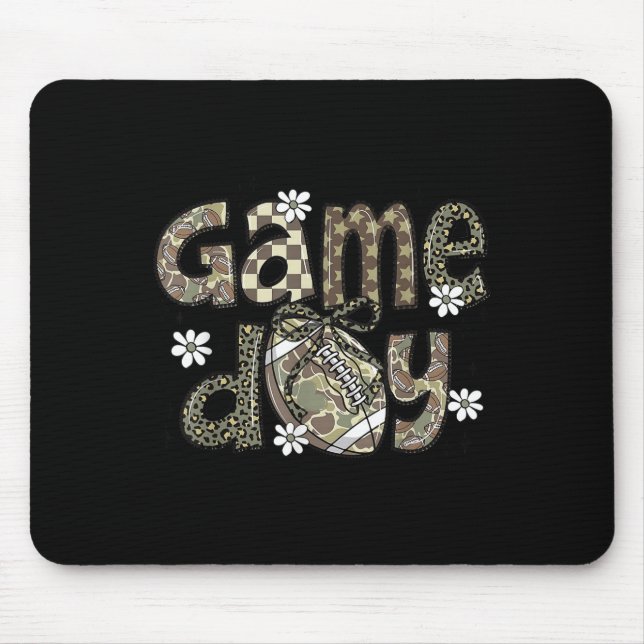 Lace Football Coquette Bow Camouflage Checkered Ga Mousepad (Vorne)
