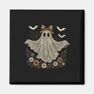 Lace Ghost Shirt Feminine Halloween Elegant Blumen Magnet