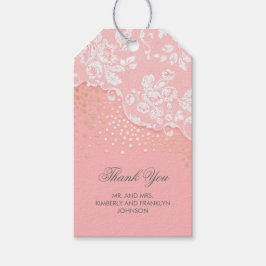 Lace Gold Confetti Glitzer Pink Vintage Wedding Geschenkanhänger