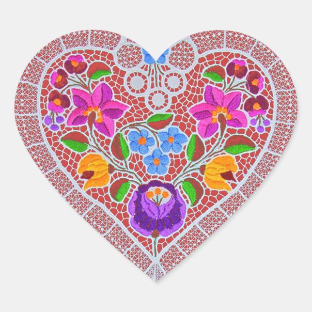 Lace Heart Herz-Aufkleber (Vorderseite)