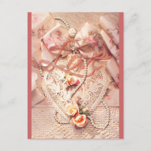 LACE HEART & PEARPE by SHARON SHARPE Postkarte