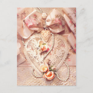 LACE HERZ, ROSE & PEARS von SHARON SHARPE Postkarte