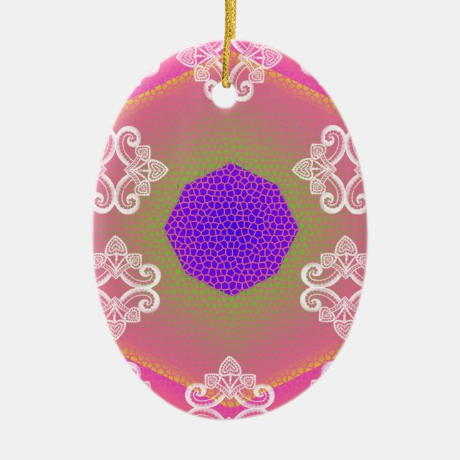 Lace Kaleidoscope Pink Keramikornament (Vorne)