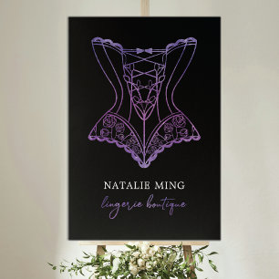 Lace Lingerie Boutique Logo Schwarz Lila Poster