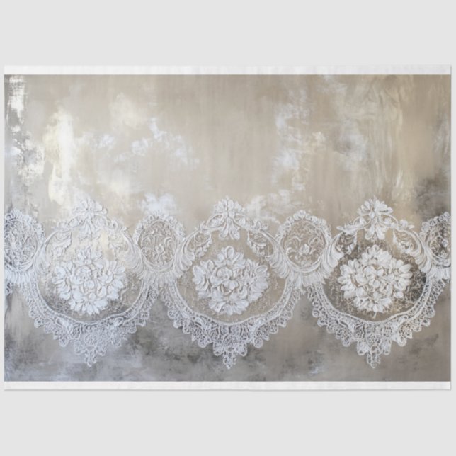 Lace Patina, strukturiert beige Hintergrund Seidenpapier (Vorderseite)