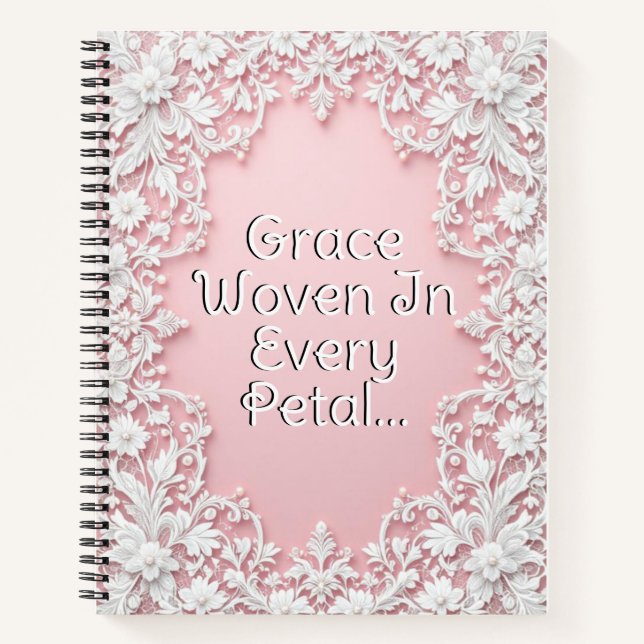 Lace Petals in Bloom Notizbuch (Vorderseite)