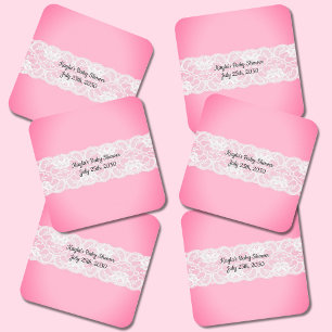 Lace Pink Baby Dusche Rechteckiger Pappuntersetzer