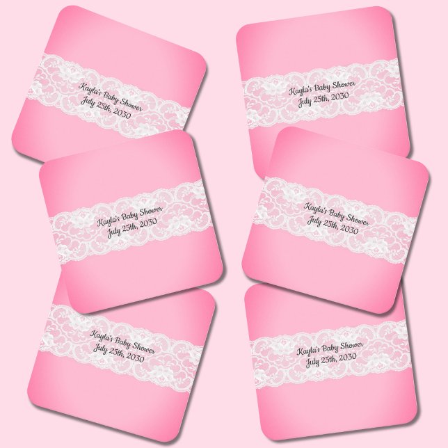 Lace Pink Baby Dusche Rechteckiger Pappuntersetzer (Von Creator hochgeladen)