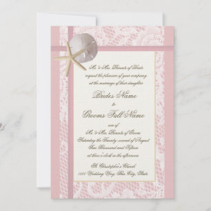 Lace Pink Beach Wedding Einladung